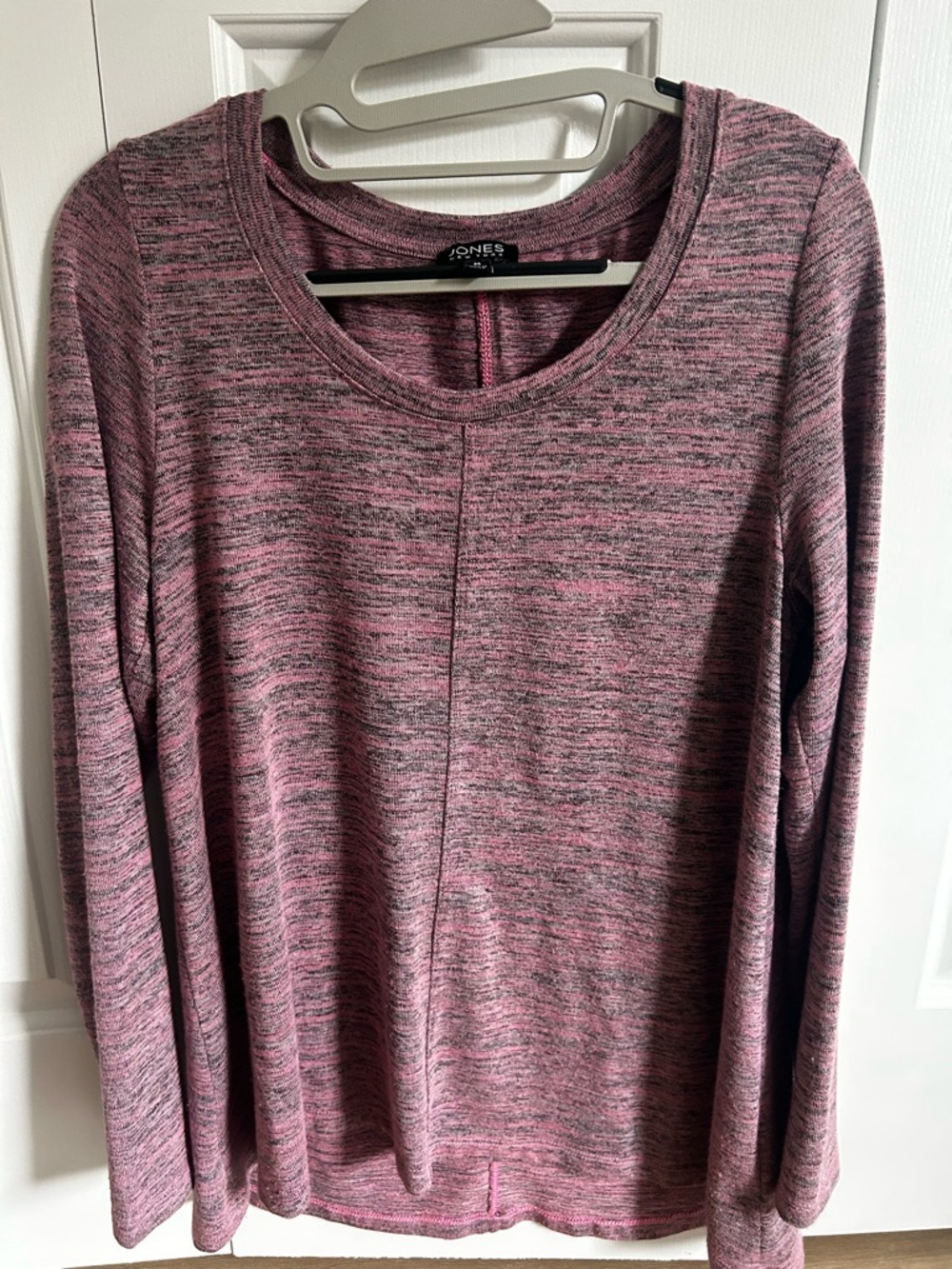 Jones New York Marled Rose Long Sleeve Crewneck Top
